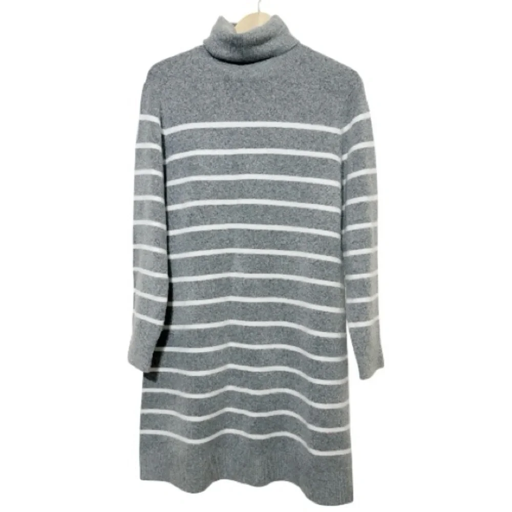 J.Crew Factory Gray White Striped Soft Acrylic Wool Sweater Dress
